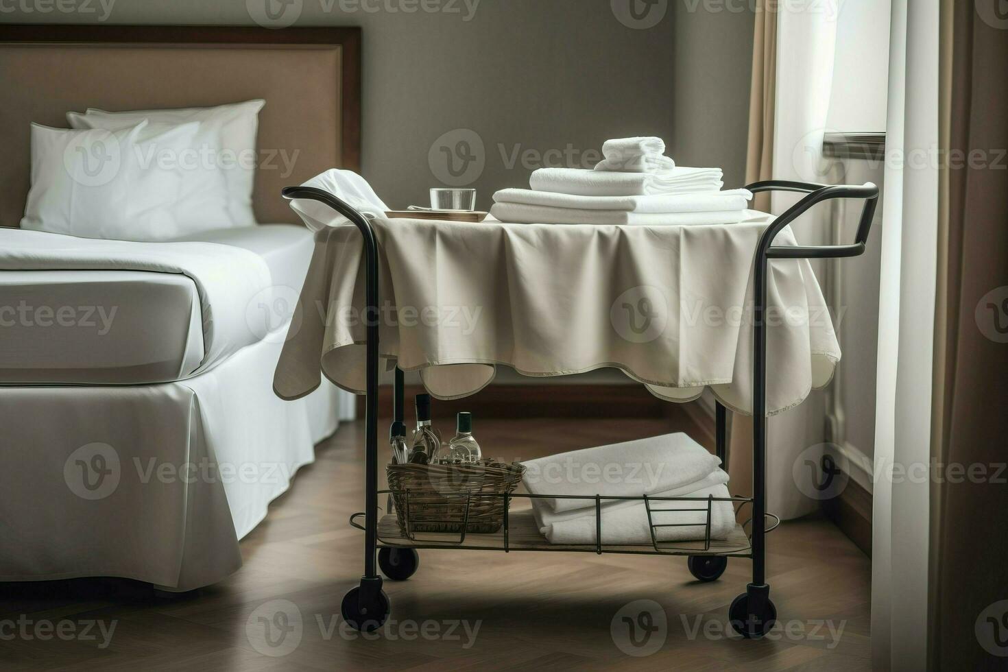 Room service trolley hotel. Generate Ai photo