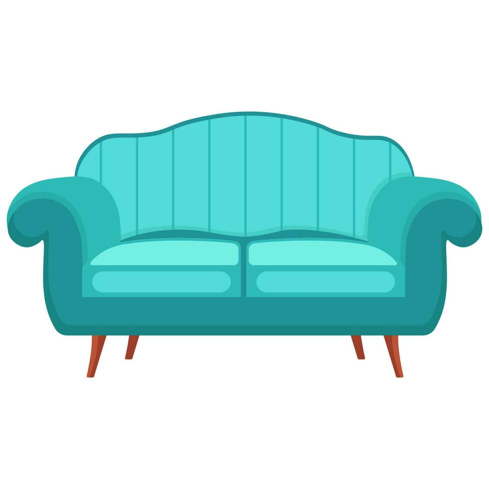 cómodo sofá en blanco antecedentes. dibujos animados estilo. vector ilustración.