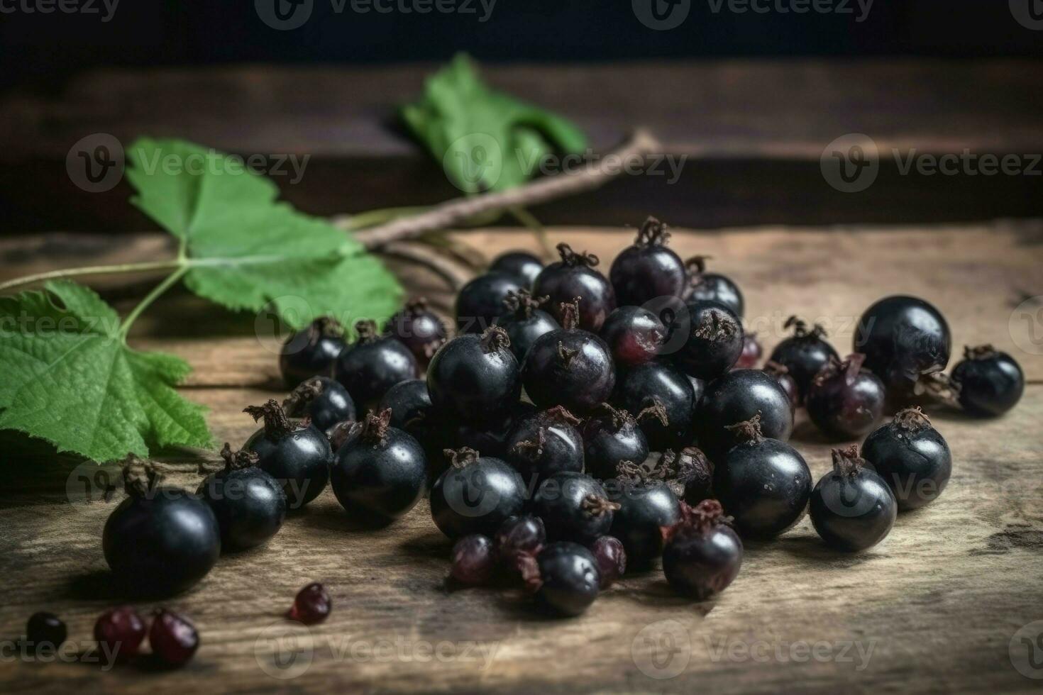 Black currant berries. Generate Ai photo