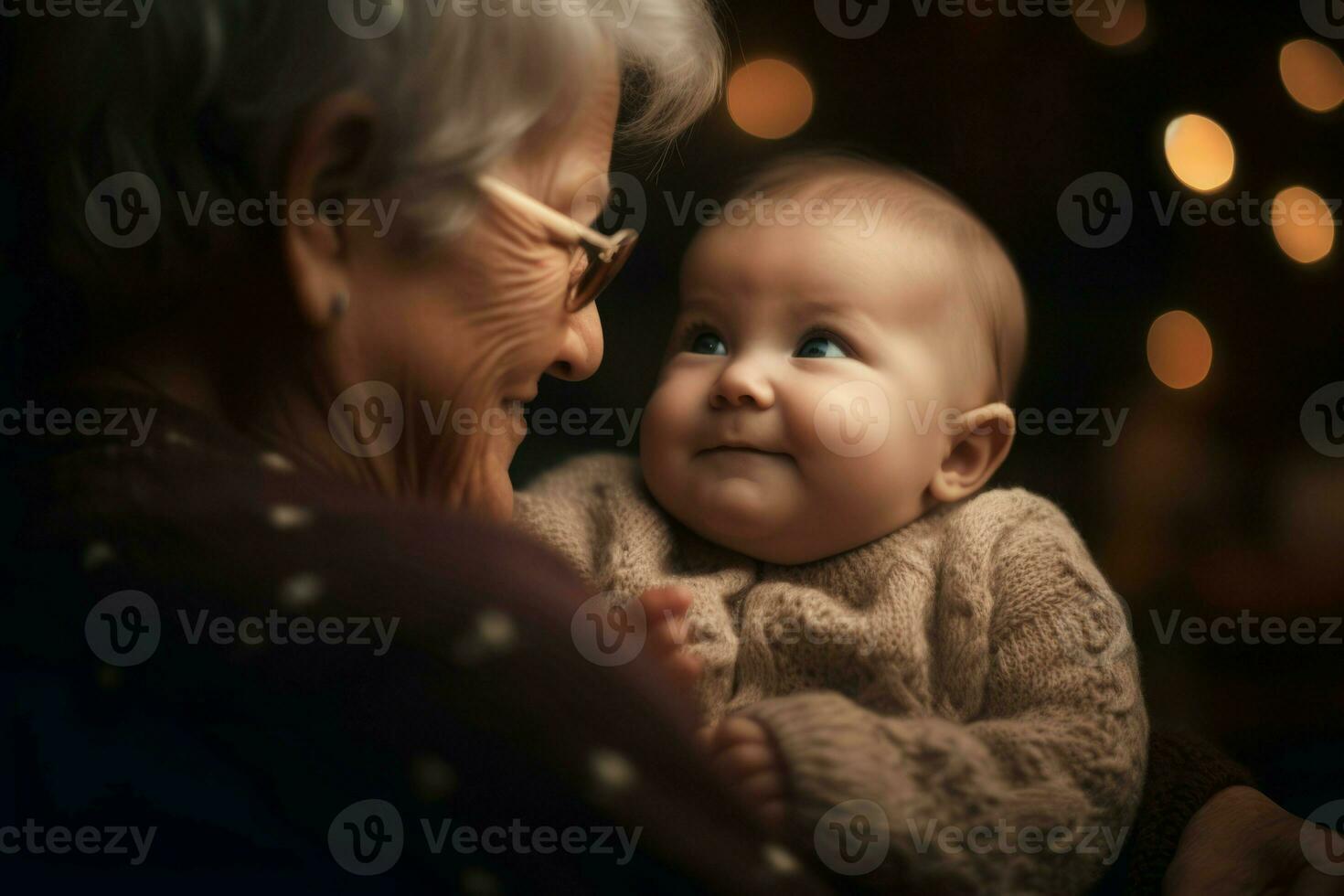 Happy granny with baby. Generate Ai photo