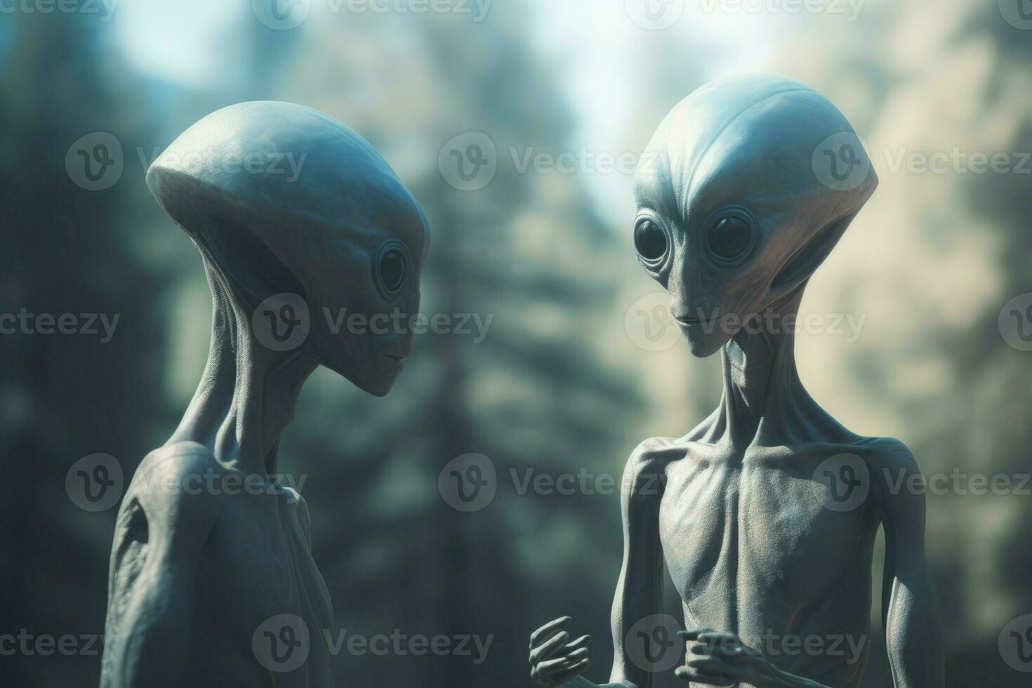 Fantasy aliens talking to each other. Generate ai photo