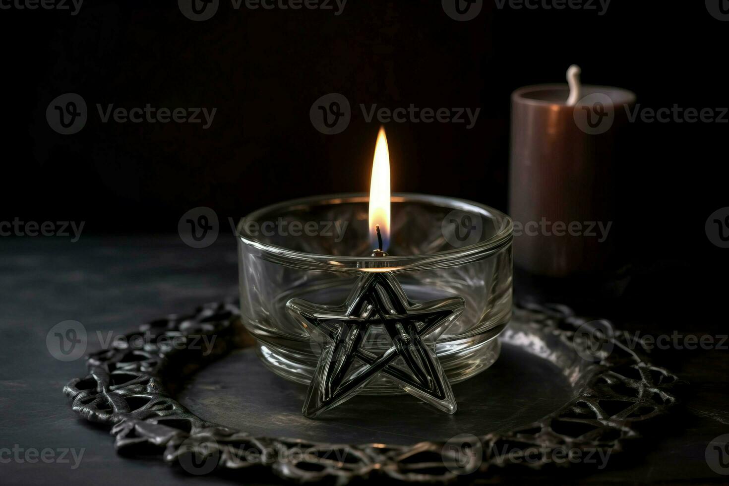 Pentagram candle holder. Generate Ai photo