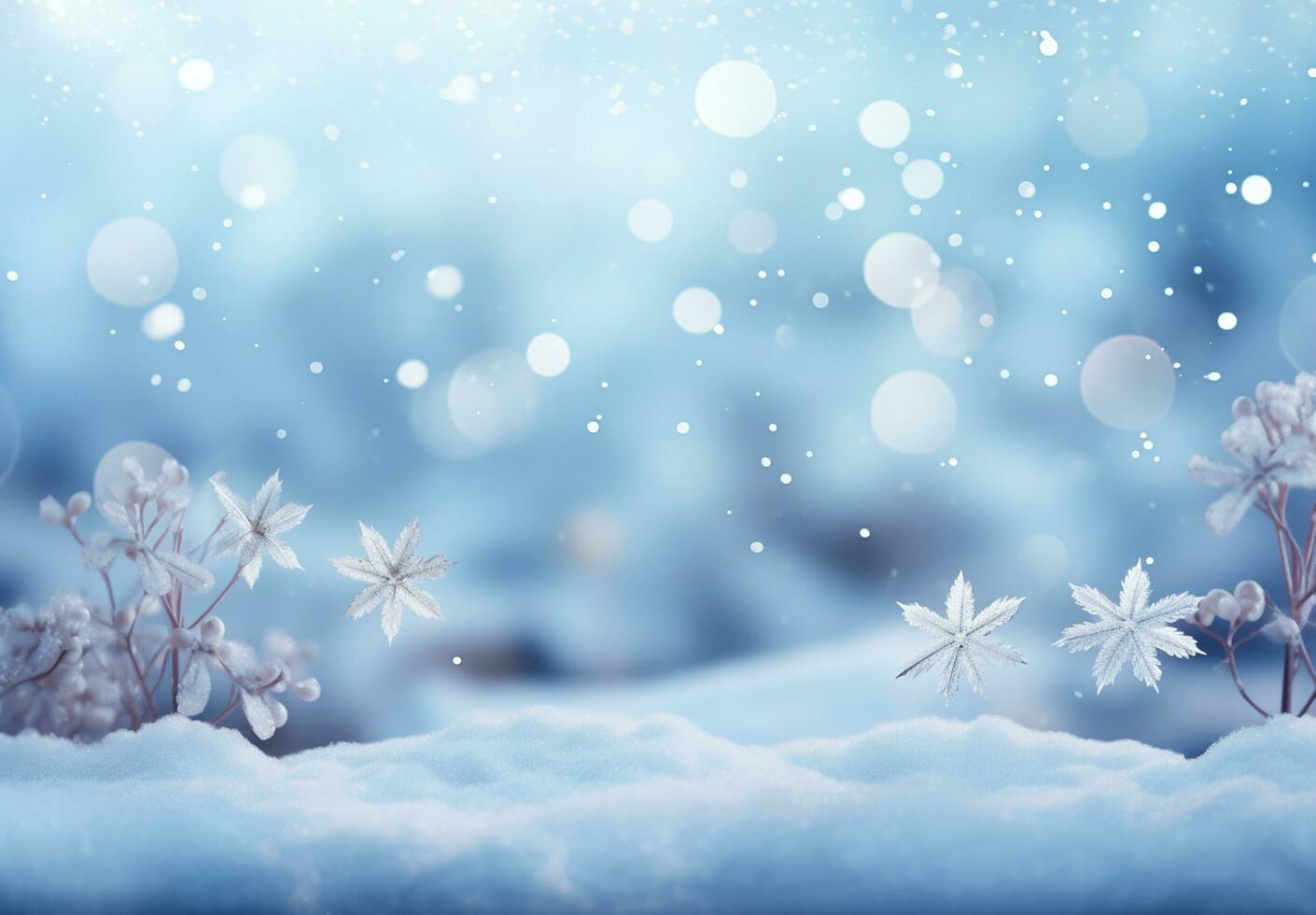 AI generated Snow background and tree winter with copy space scene