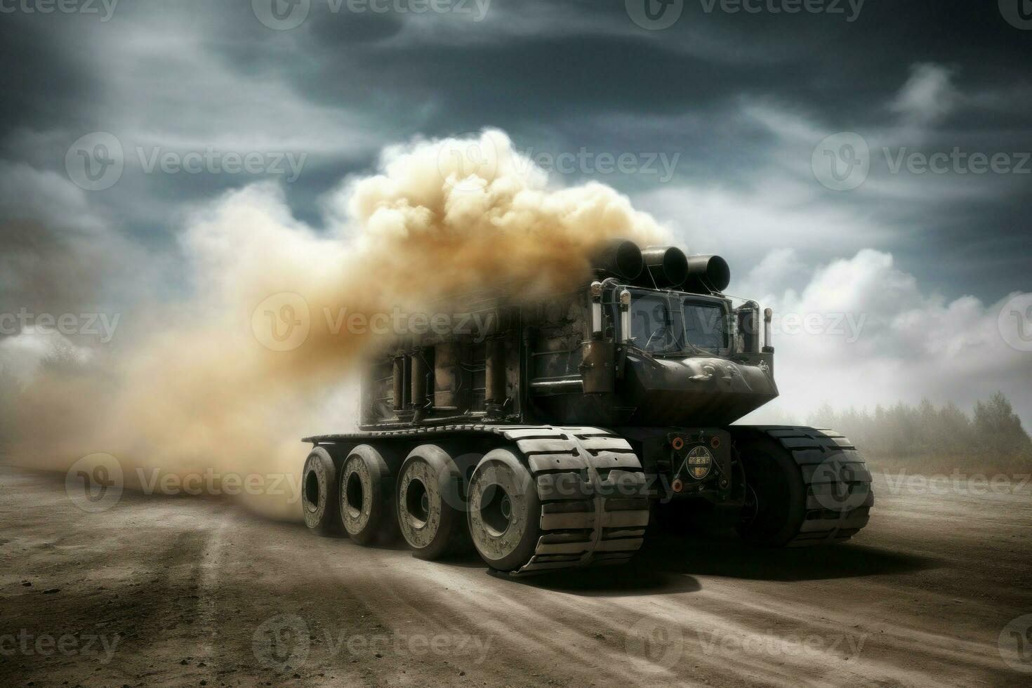 Smoke dust vehicle handcrafted. Generate ai photo