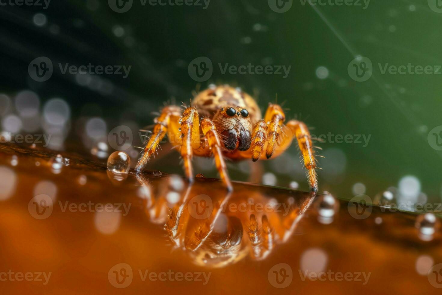 Spider poison web closeup. Generate Ai photo