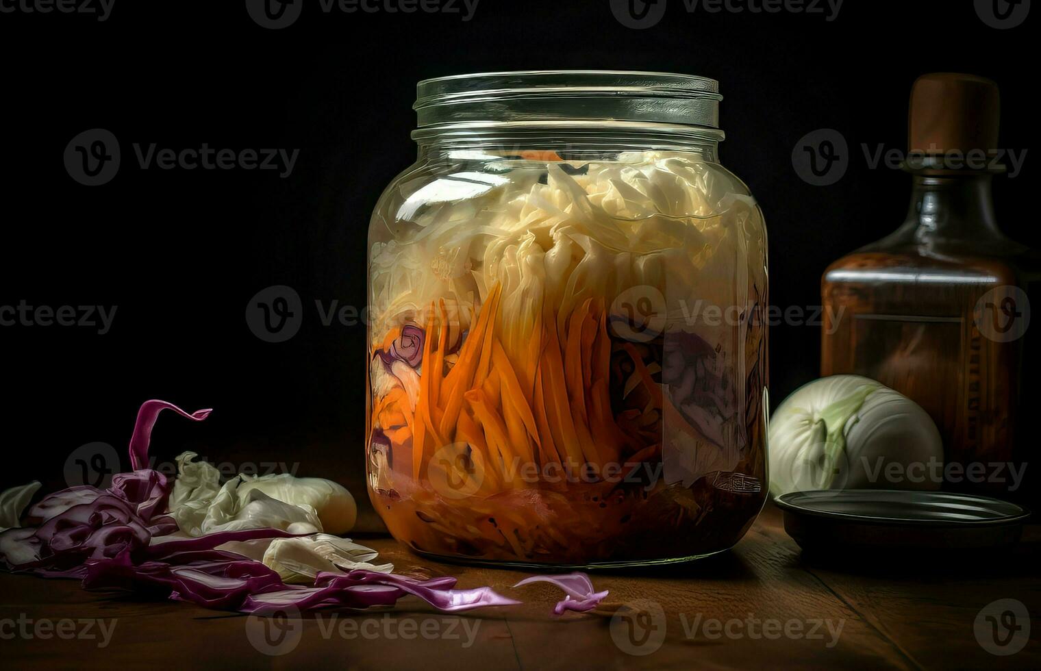 Salted sauerkraut jar. Generate Ai photo
