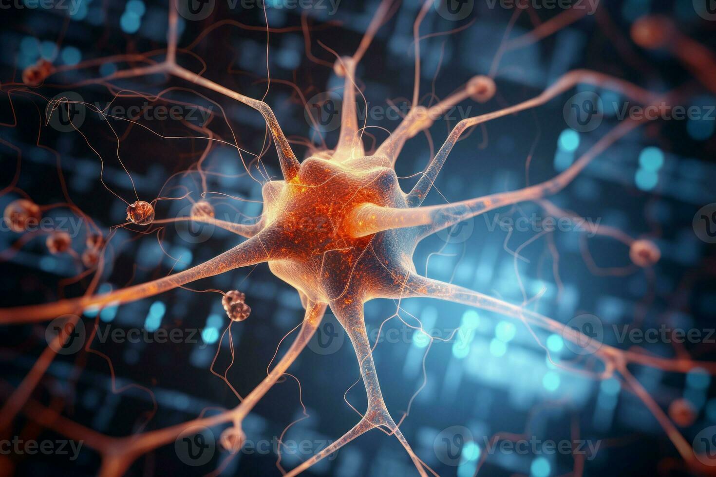 Close-up shot of single neuron. Generate ai photo