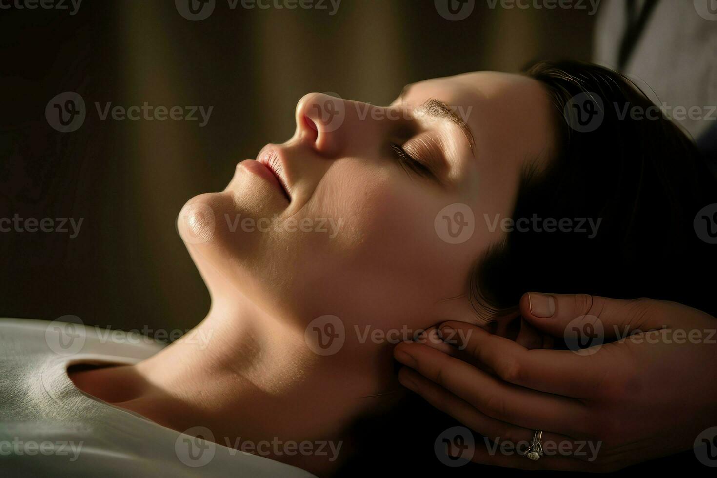 Head massage therapy woman relax. Generate Ai photo