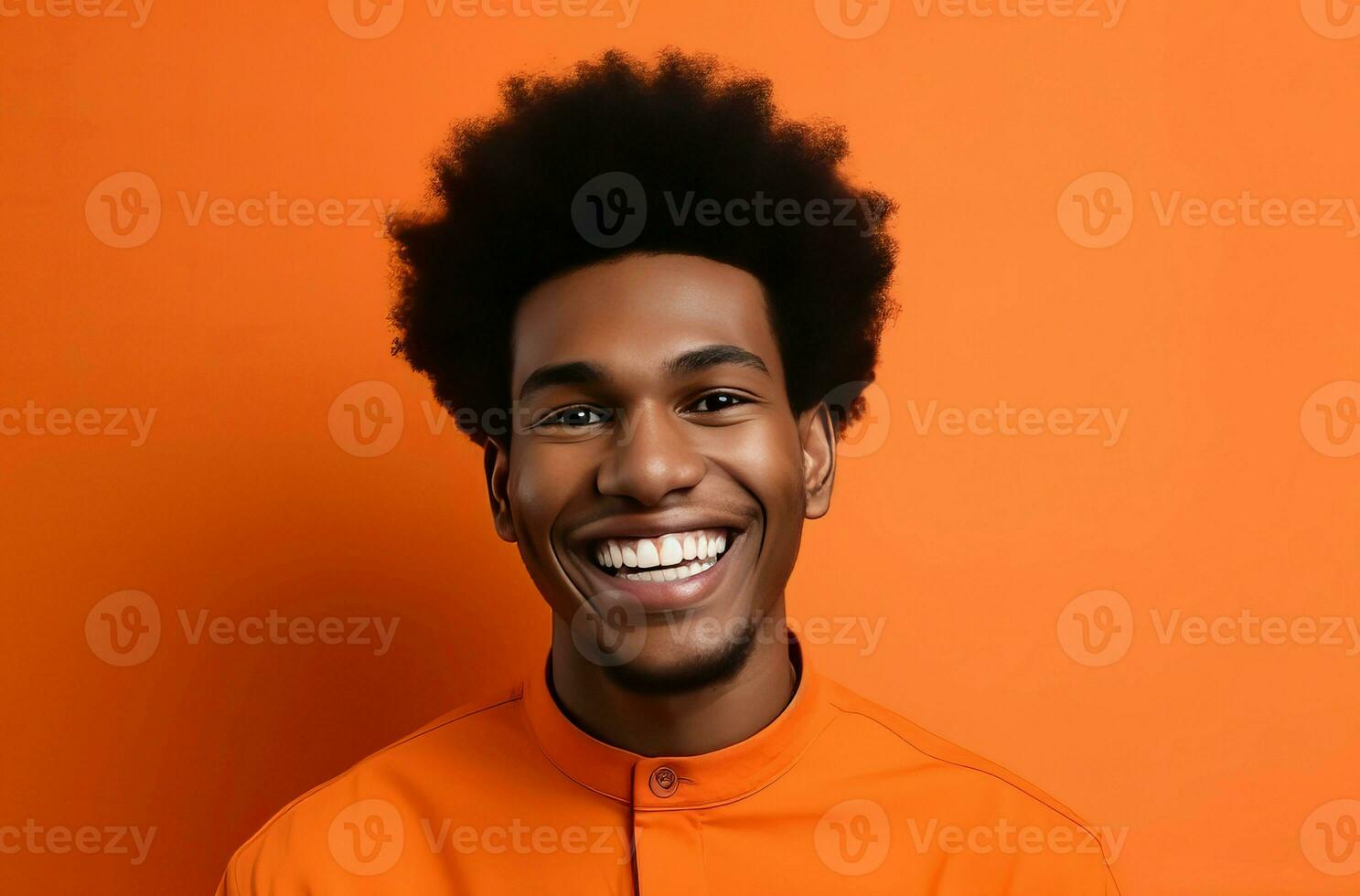 Man afro smiling. Generate Ai photo