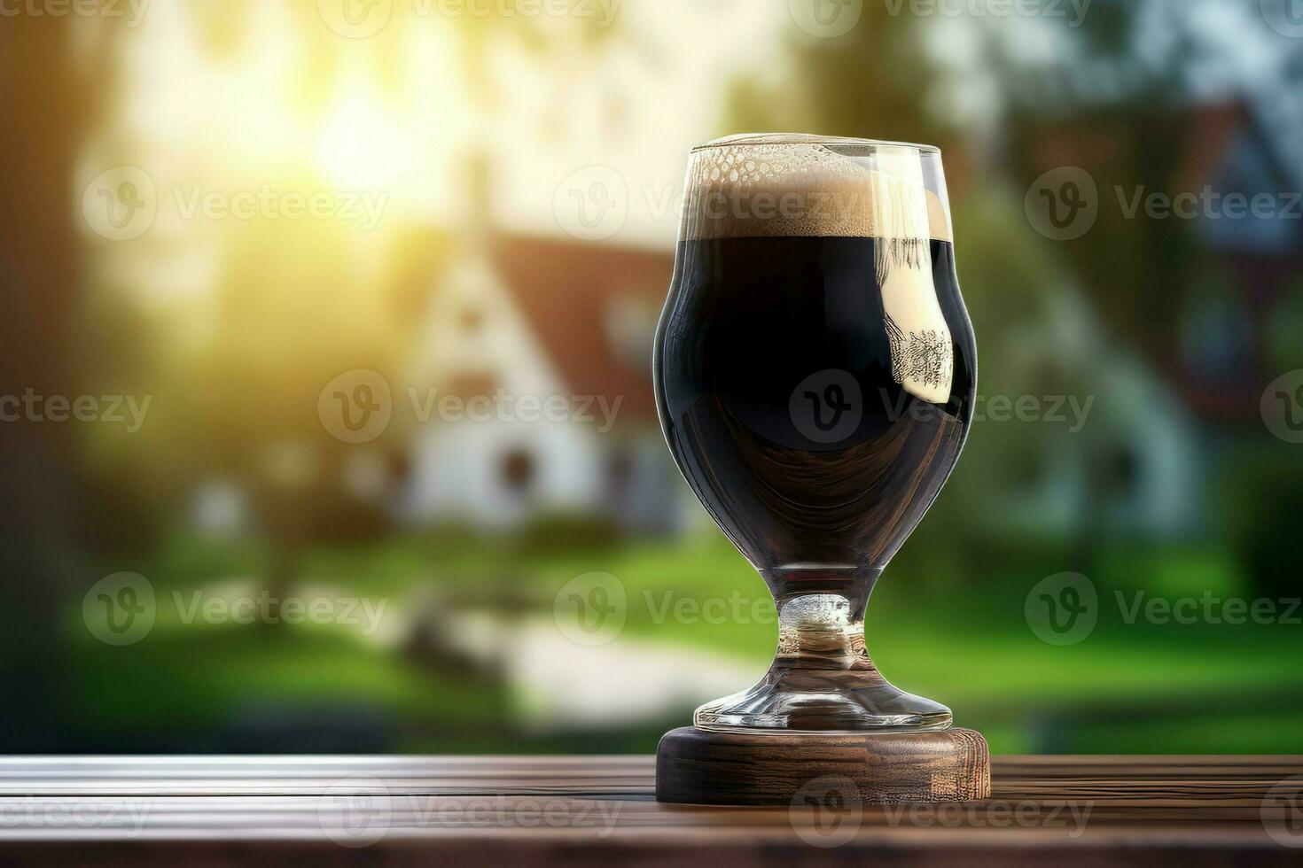 Dark beer glass. Generate Ai photo