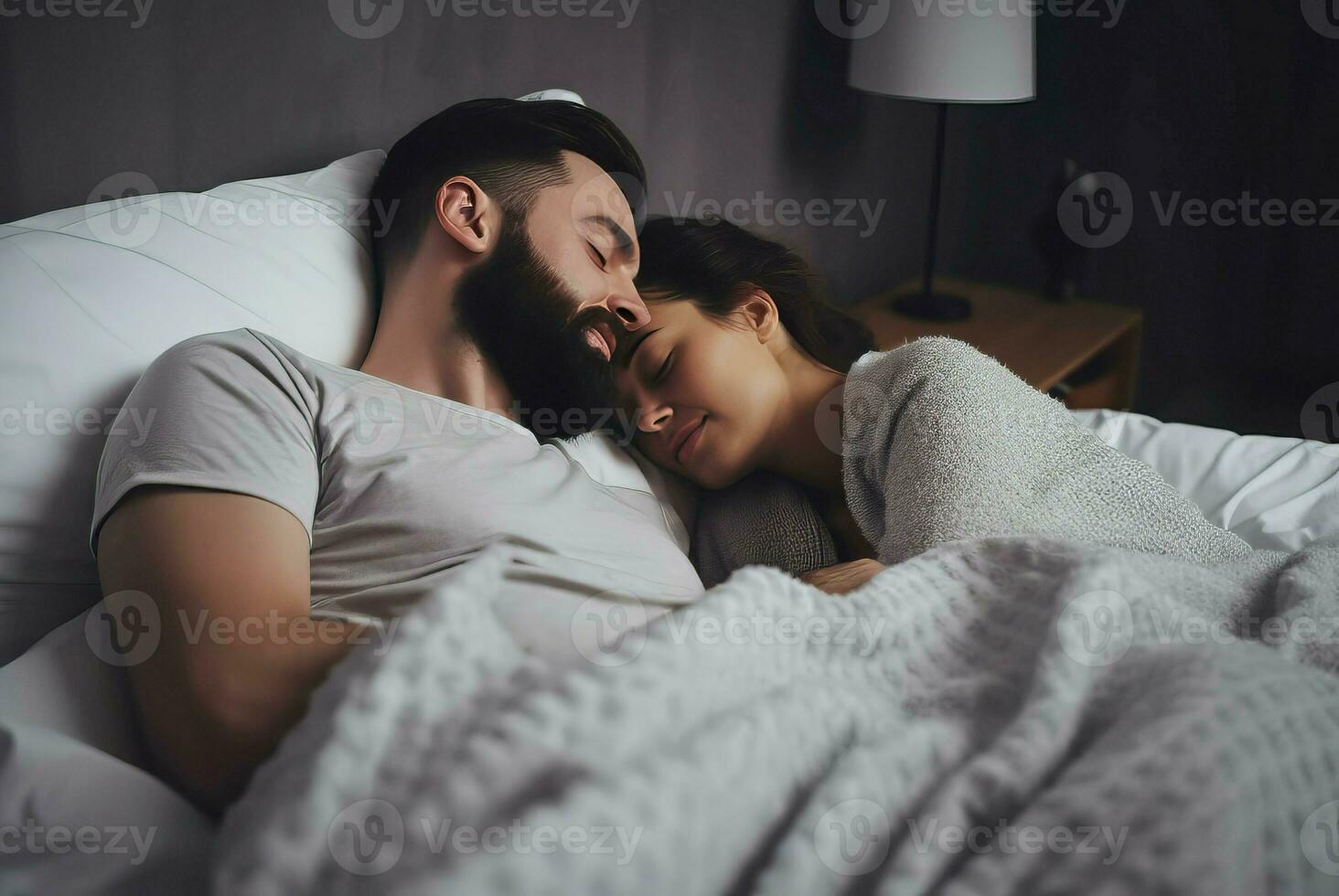 Lovely couple sleeping together. Generate Ai photo