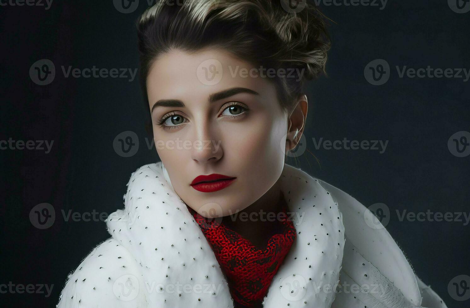 Woman portrait in winter cloth. Generate Ai photo