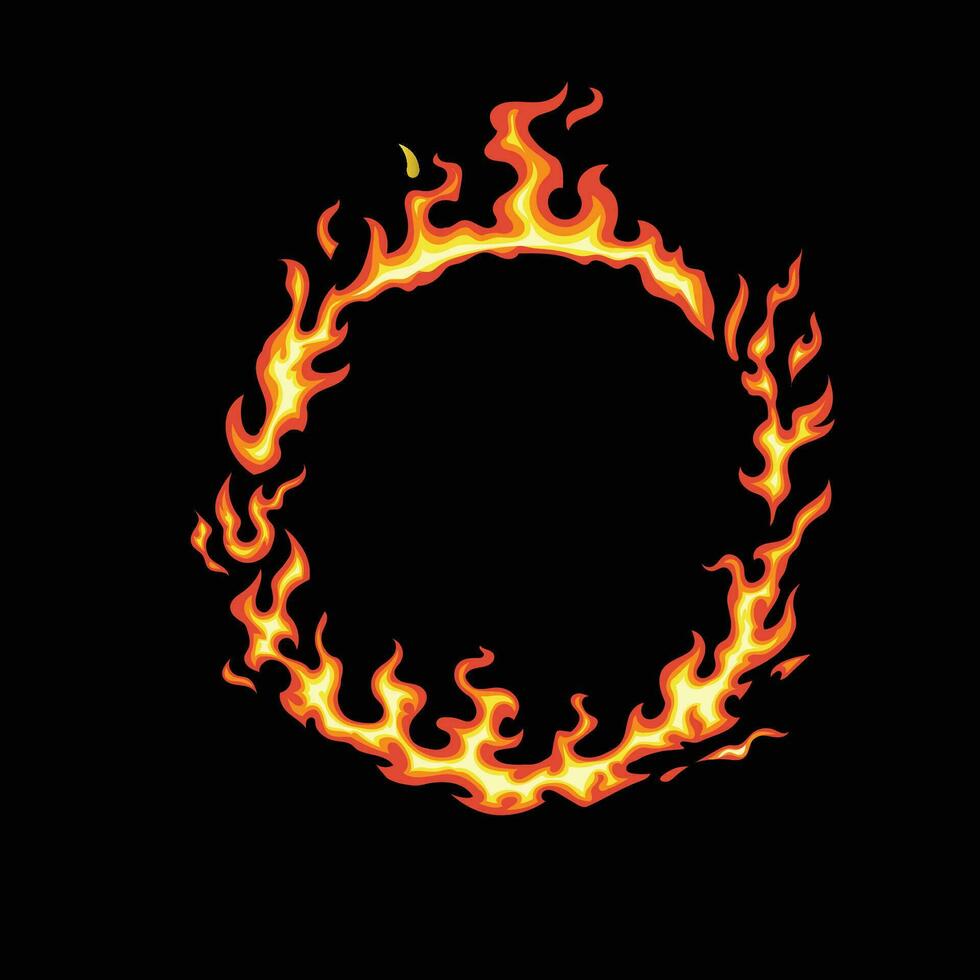 anillo de fuego aislado en negro antecedentes vector