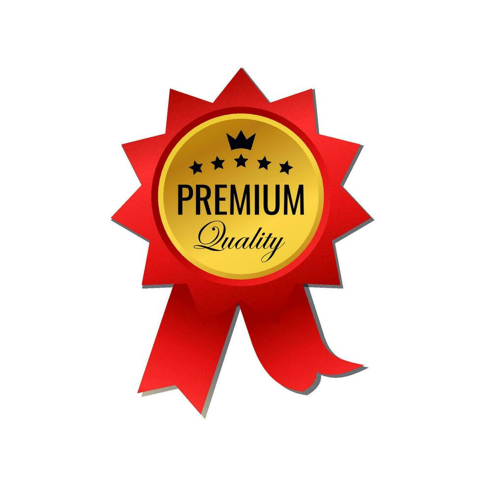 premium quality badge with gold color vector