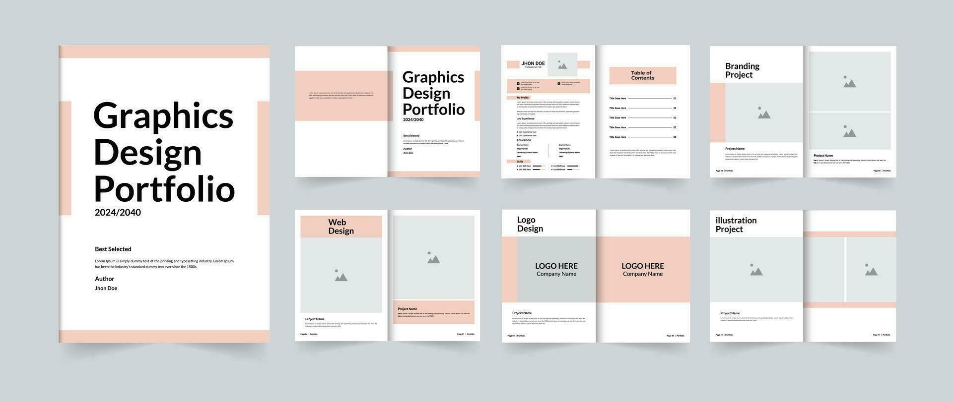 Graphics design portfolio or work portfolio or project portfolio vector