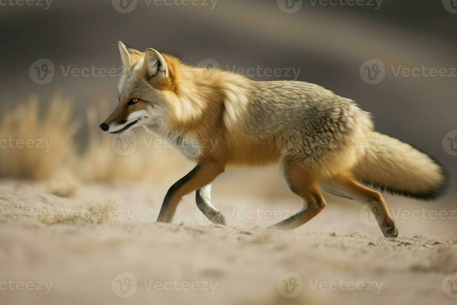 Sand fox running sideview. Generate Ai photo