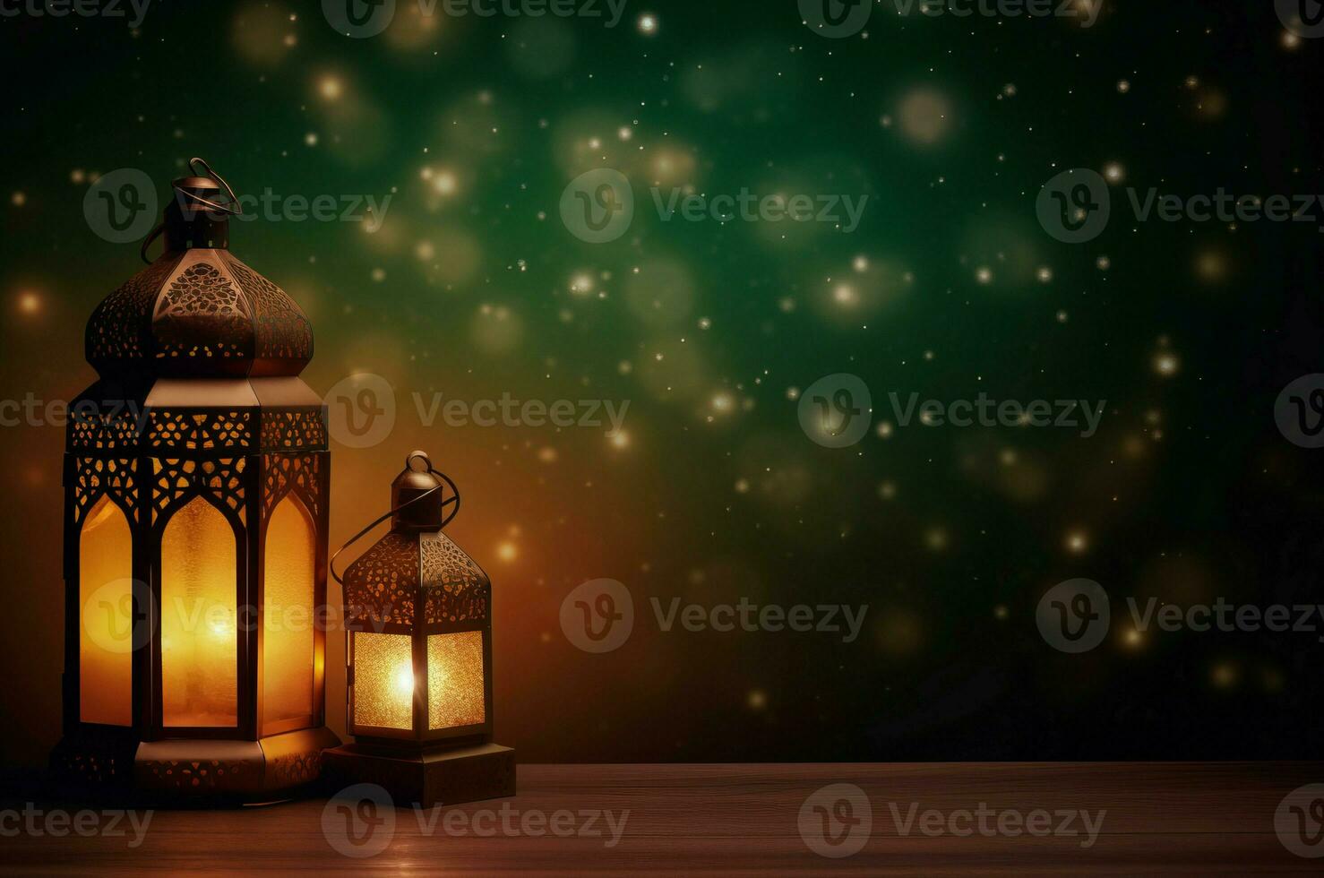 Ramadan lantern glowing background. Generate Ai photo