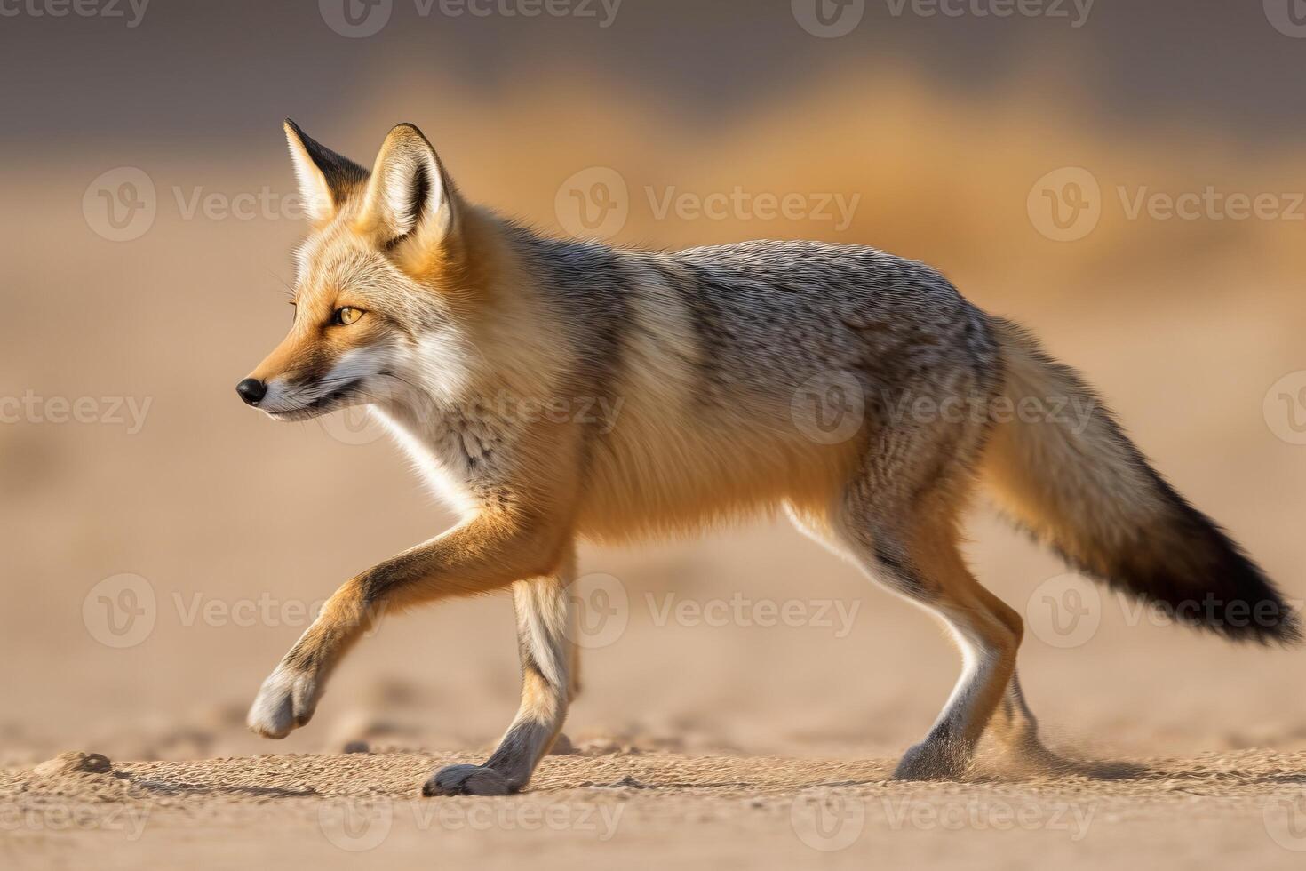 Sand fox running. Generate Ai photo