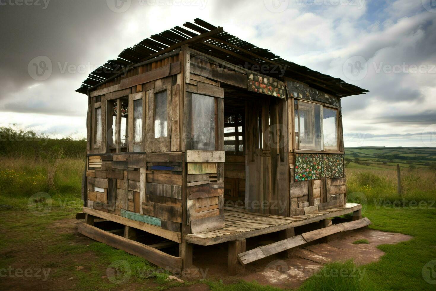 choza de madera antiguo paletas generar ai foto