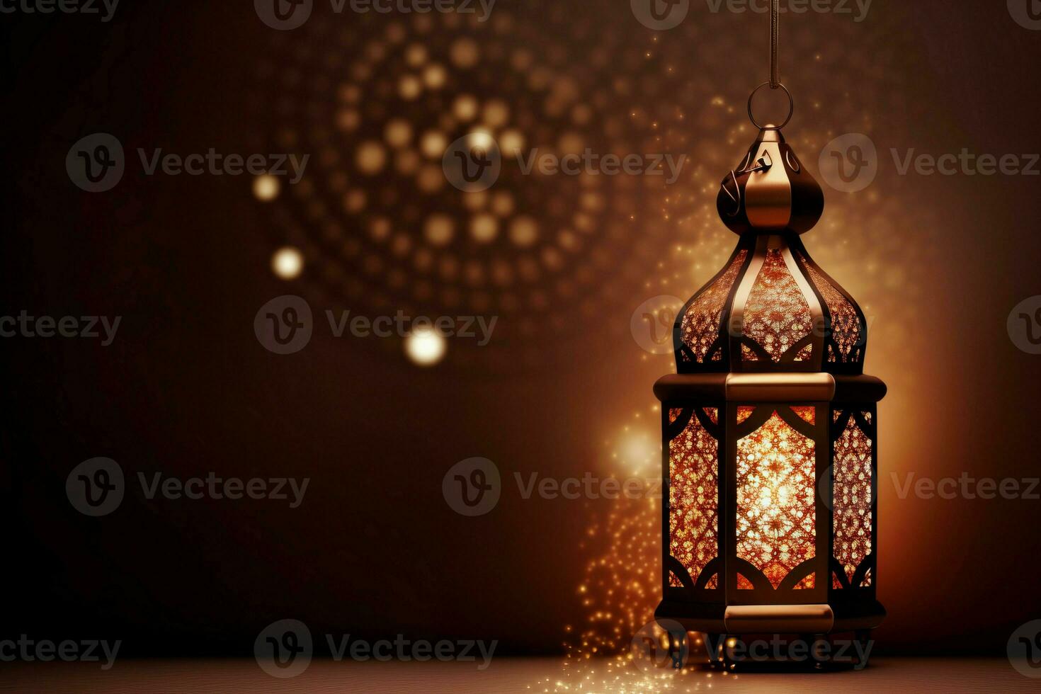Ramadan lantern moon background. Generate Ai photo
