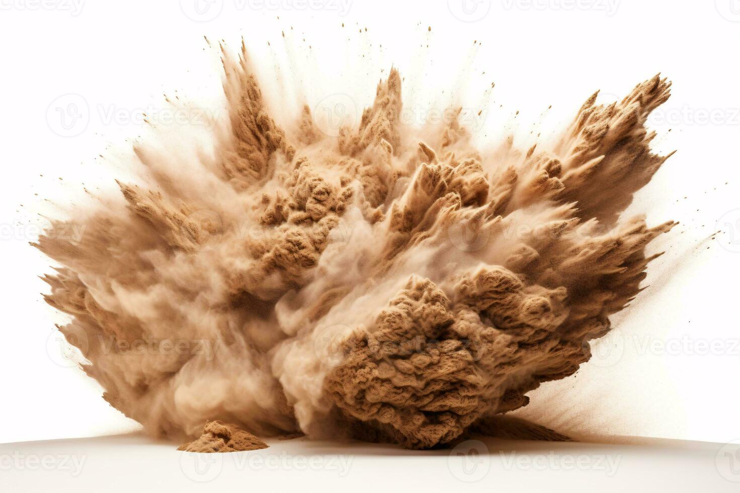 Sand Explosion on White Background. Abstract, Dynamic, and Striking. AI Generative photo