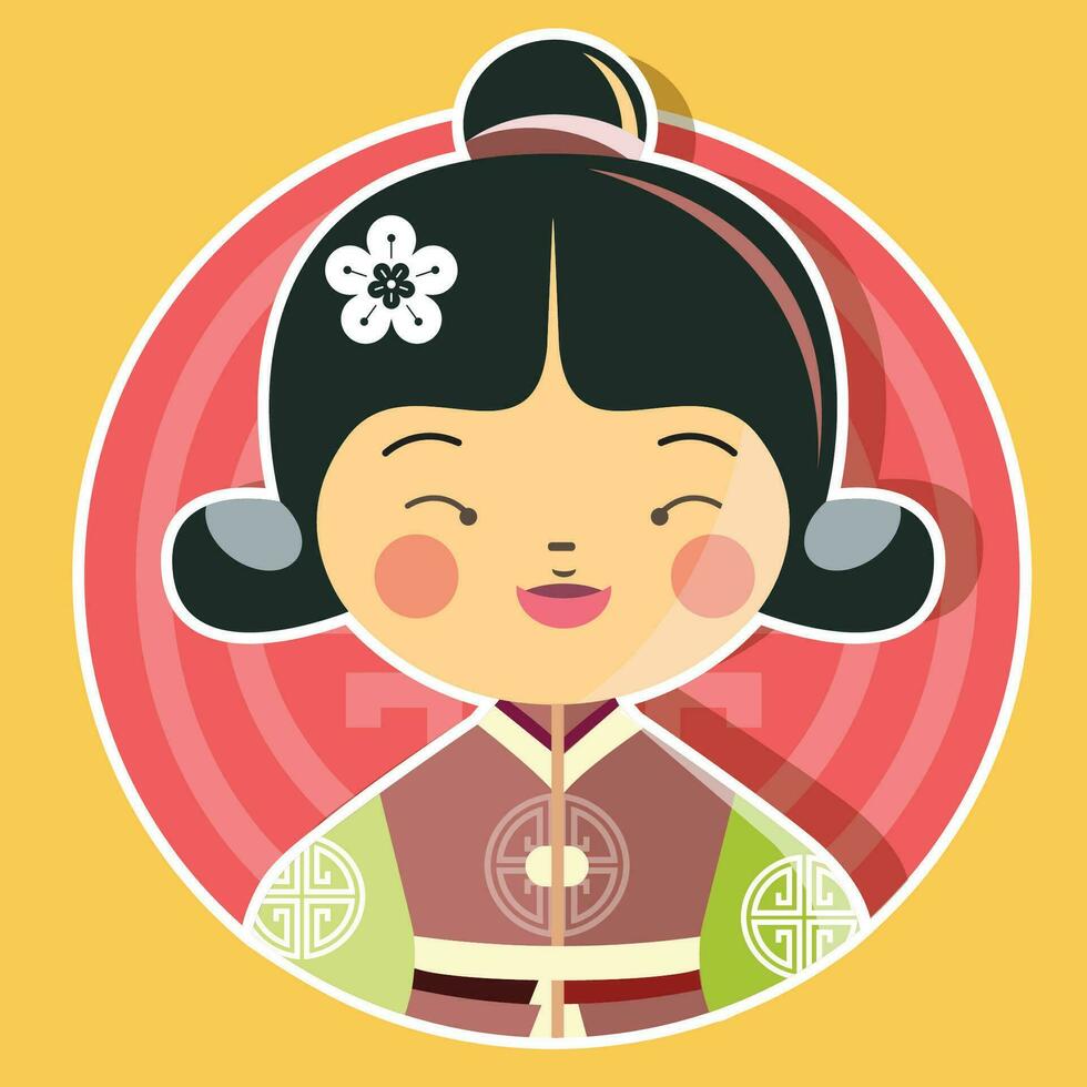 Flat design smiling child with East Asian vector