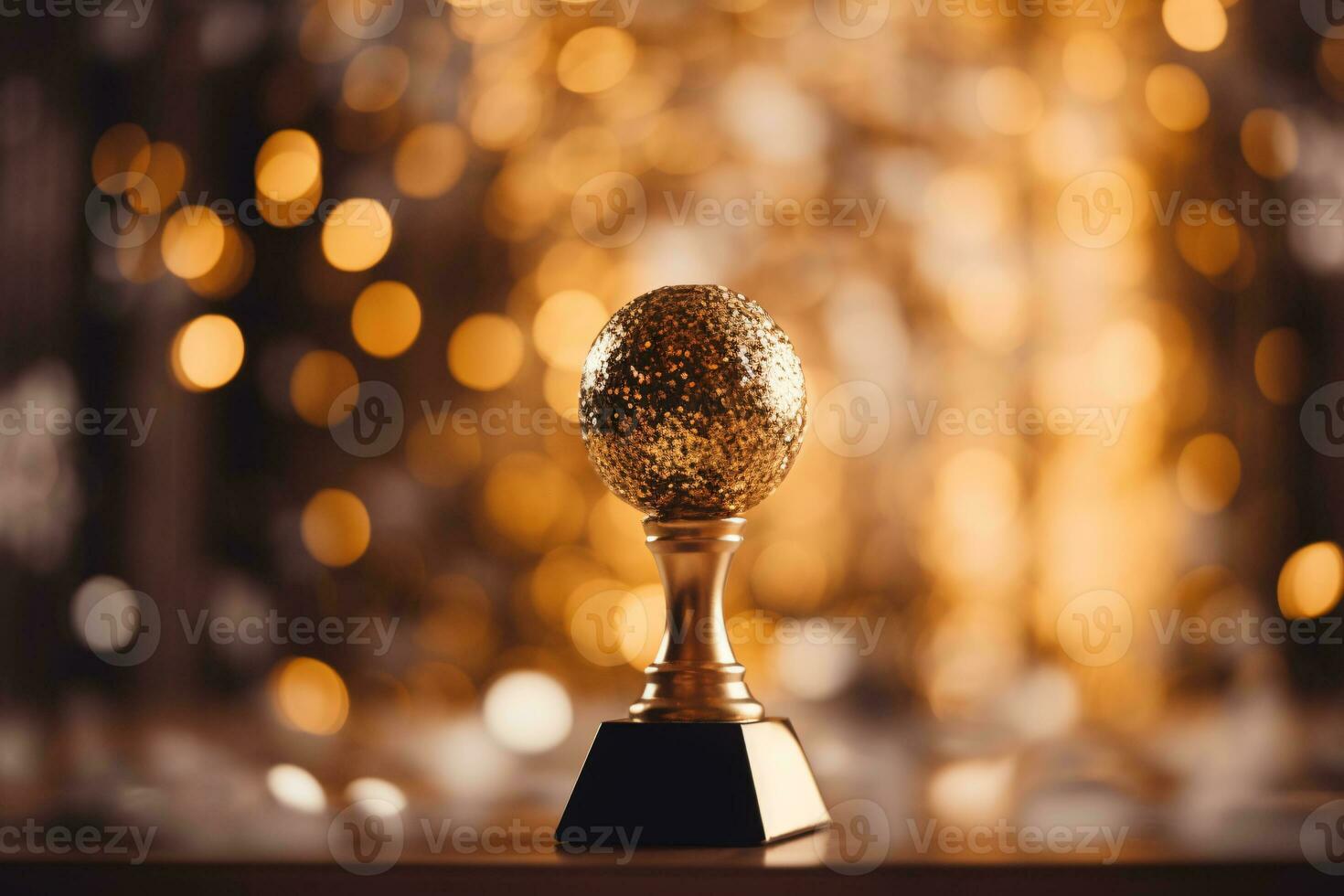 Golden Award on Bokeh Luxury Background. AI Generative photo