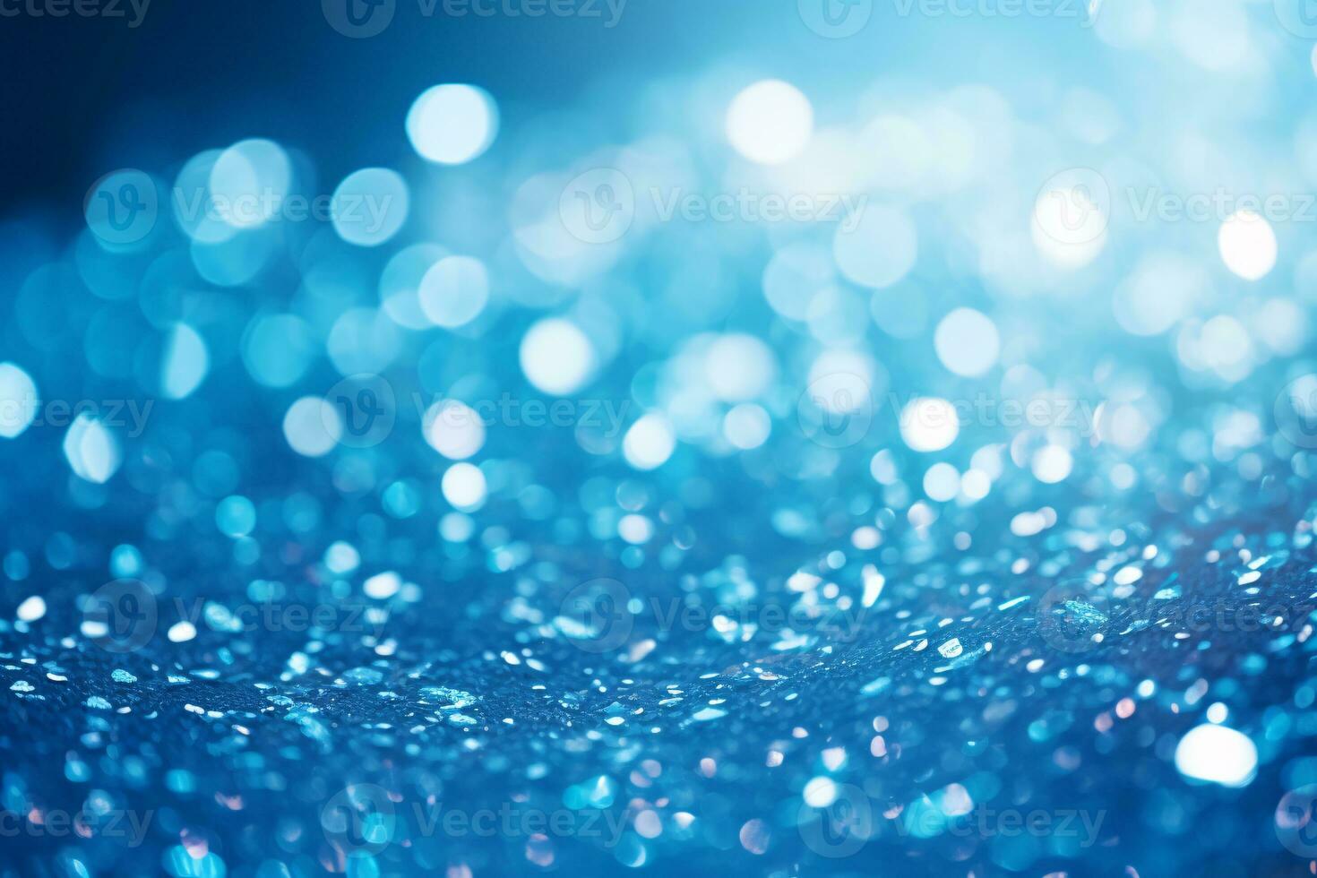 Sapphire Bokeh Background. Royal Blue Sparkle with Crystal Droplets. AI Generative photo