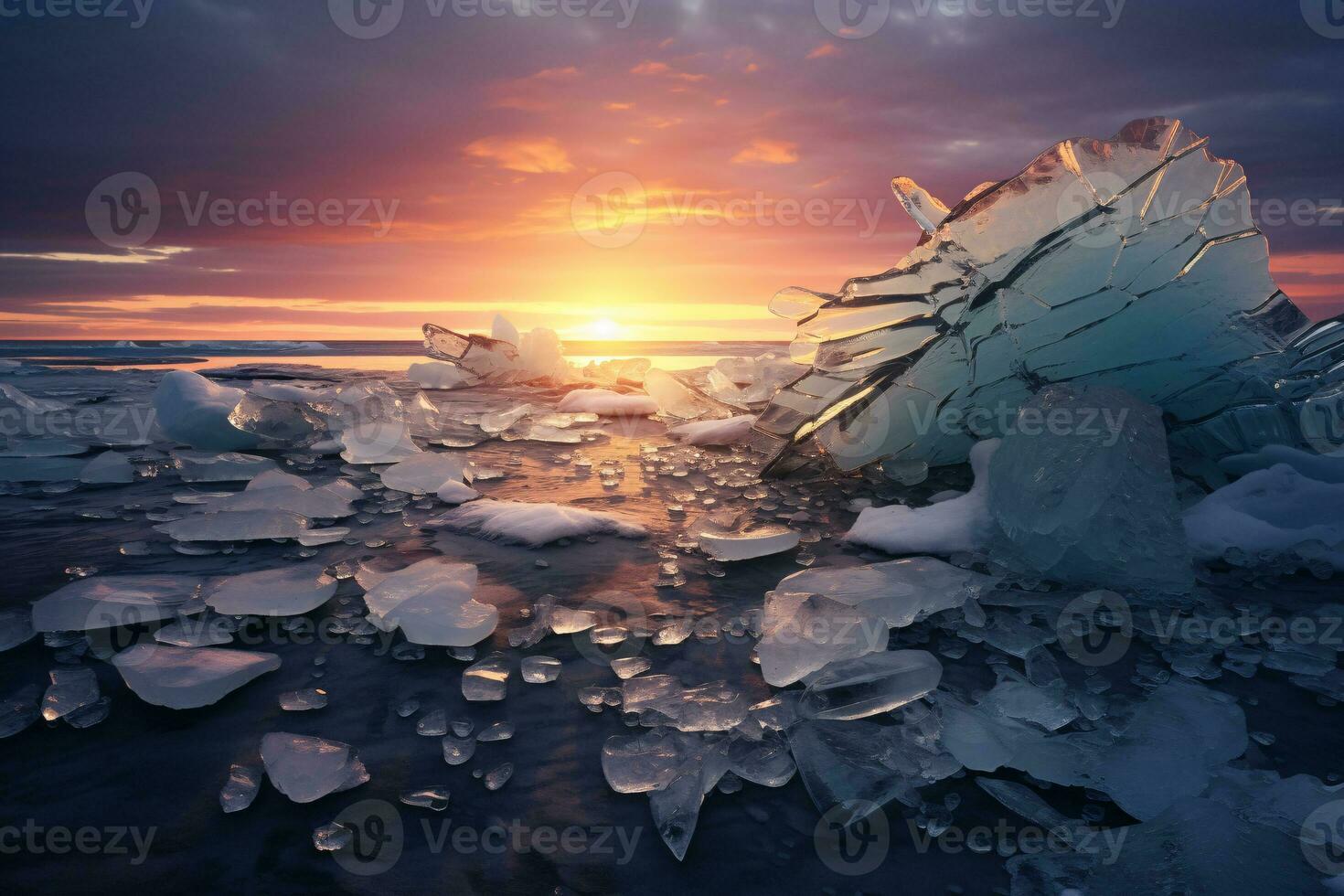 Ice Sheet Breakup. A Visual Reminder of Climate Change. AI Generative photo