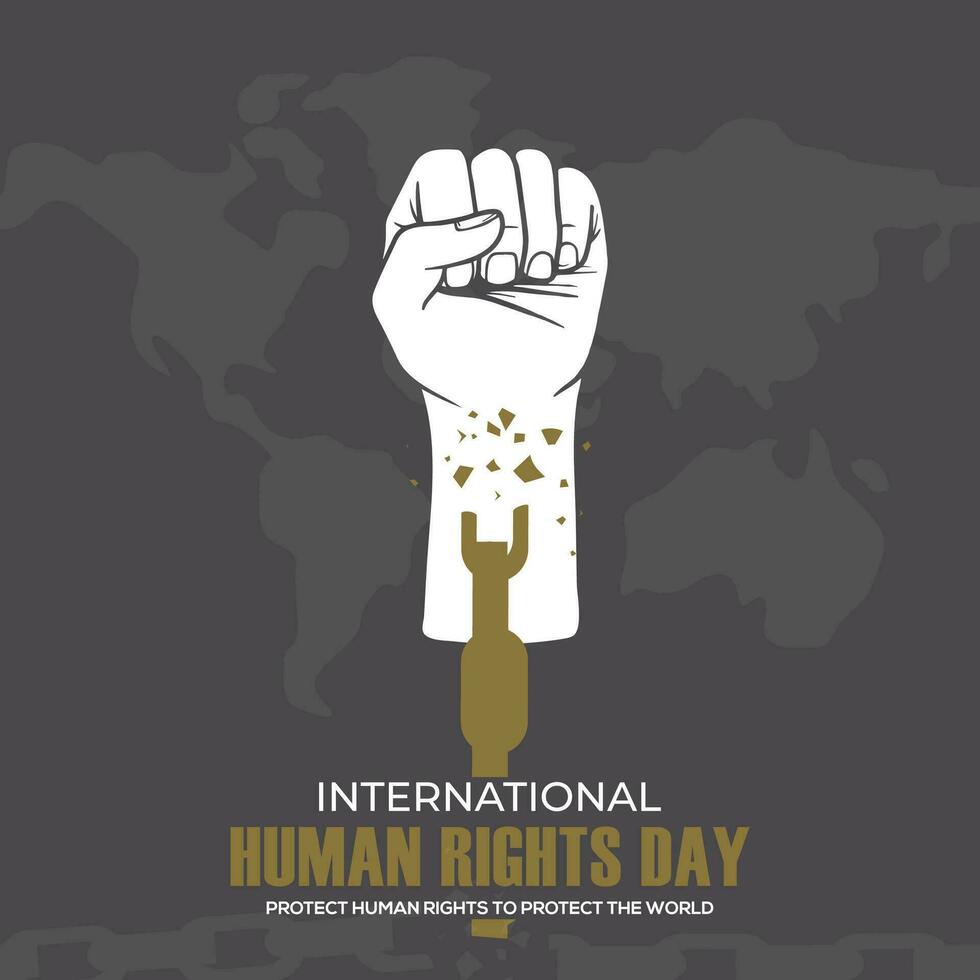10 December, Human Rights Day Design for celebration the Human Rights Day with recover better - stand up for human rights breaking chain cuffs vector