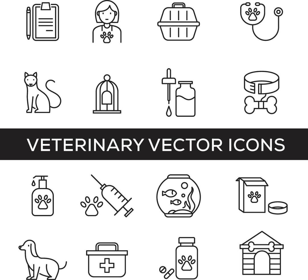 conjunto de vector veterinario íconos