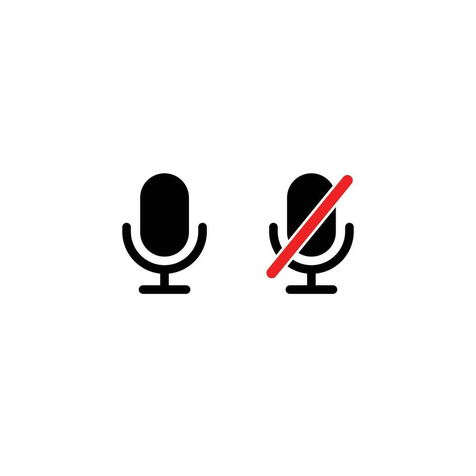 Mute and unmute mic icon vector