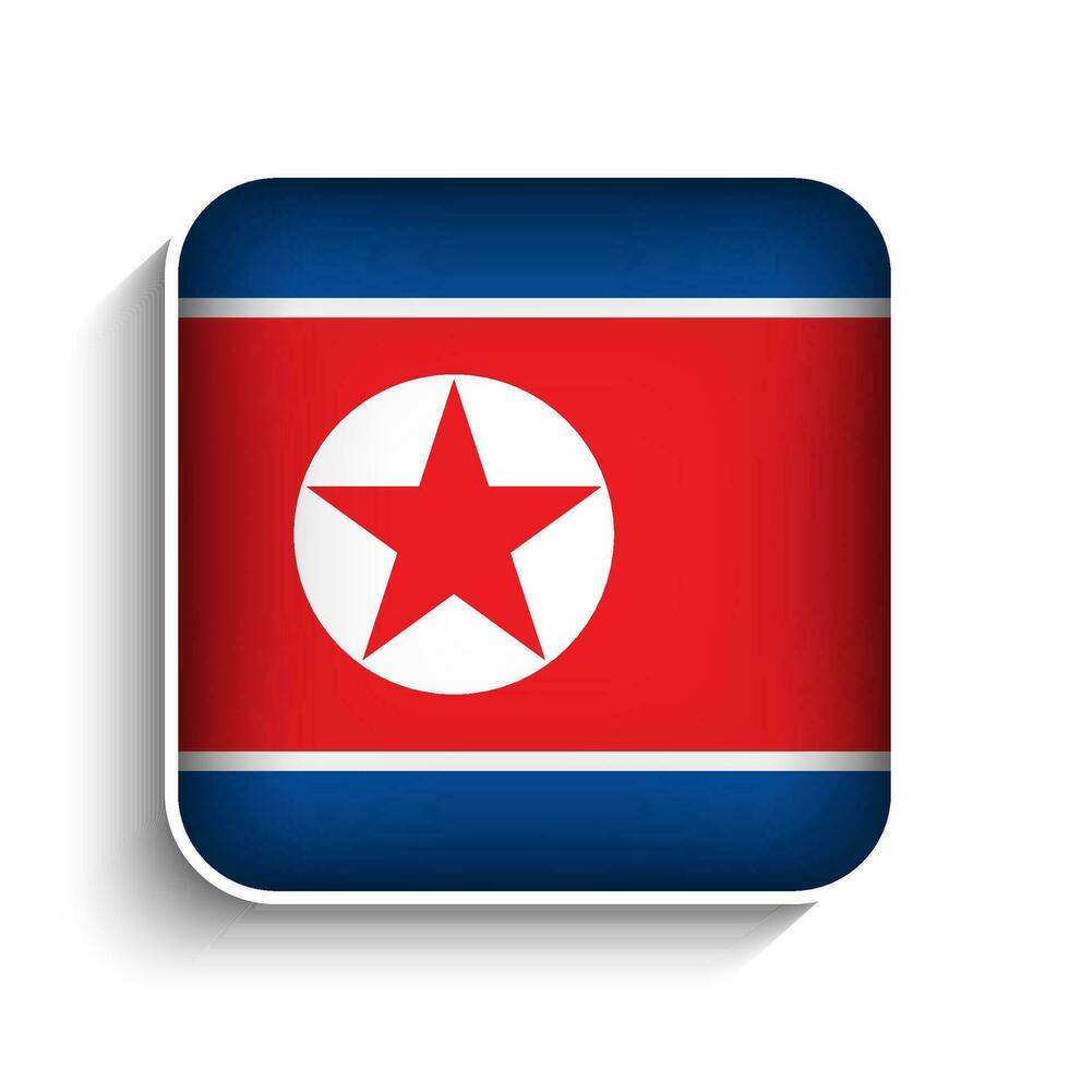 vector cuadrado norte Corea bandera icono