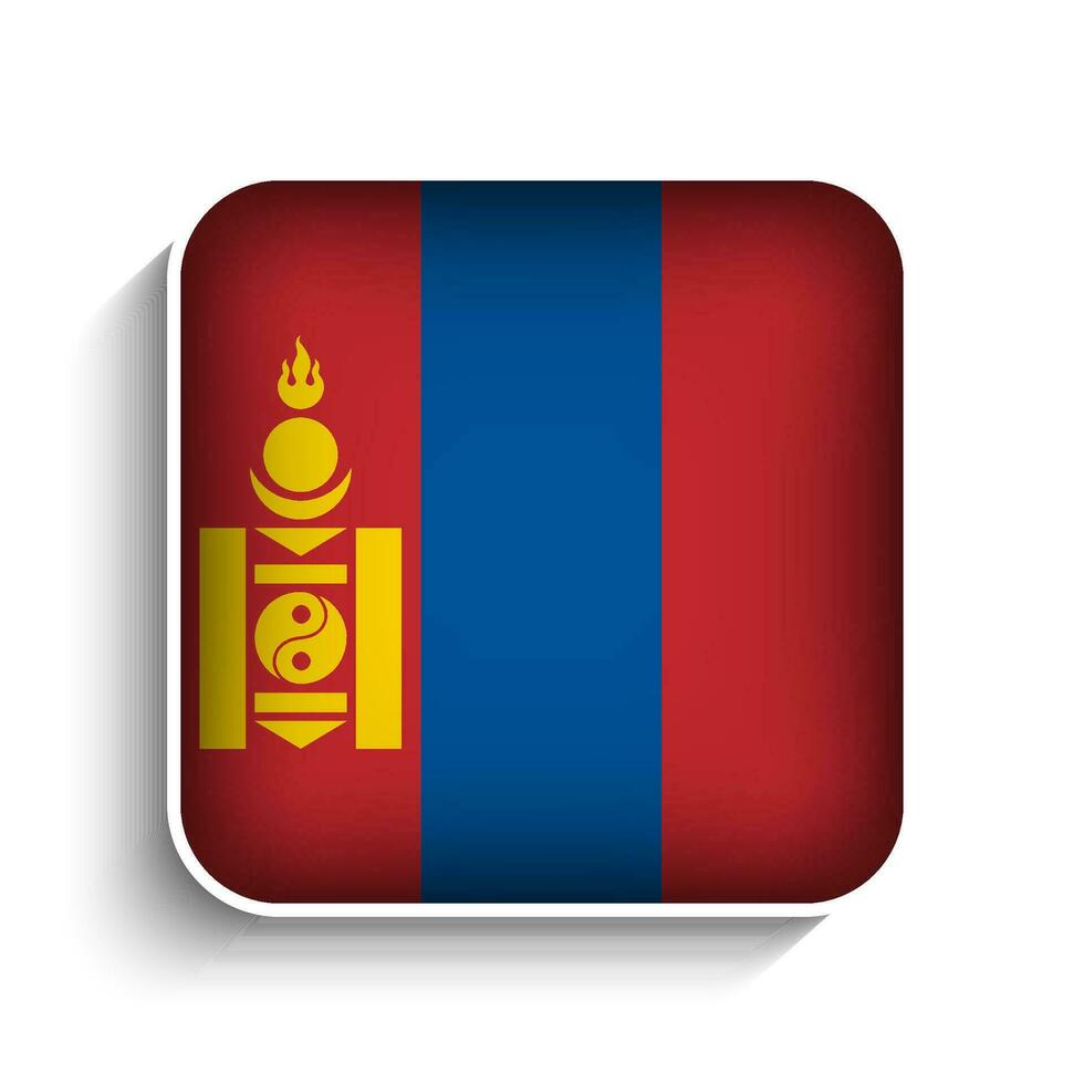 Vector Square Mongolia Flag Icon