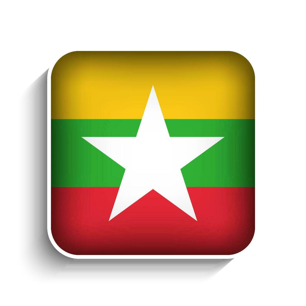 Vector Square Myanmar Flag Icon