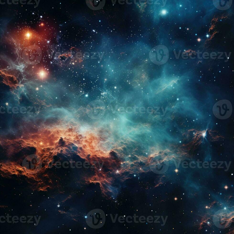 cósmico lechoso camino galaxia antecedentes con nebulosa, polvo de estrellas y brillante brillante estrellas. generativo ai foto