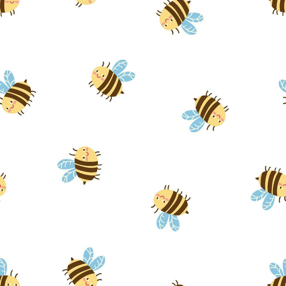 Cartoon bees vector seamless pattern