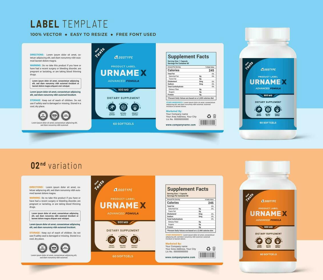 Multi Vitamin Label Design vector