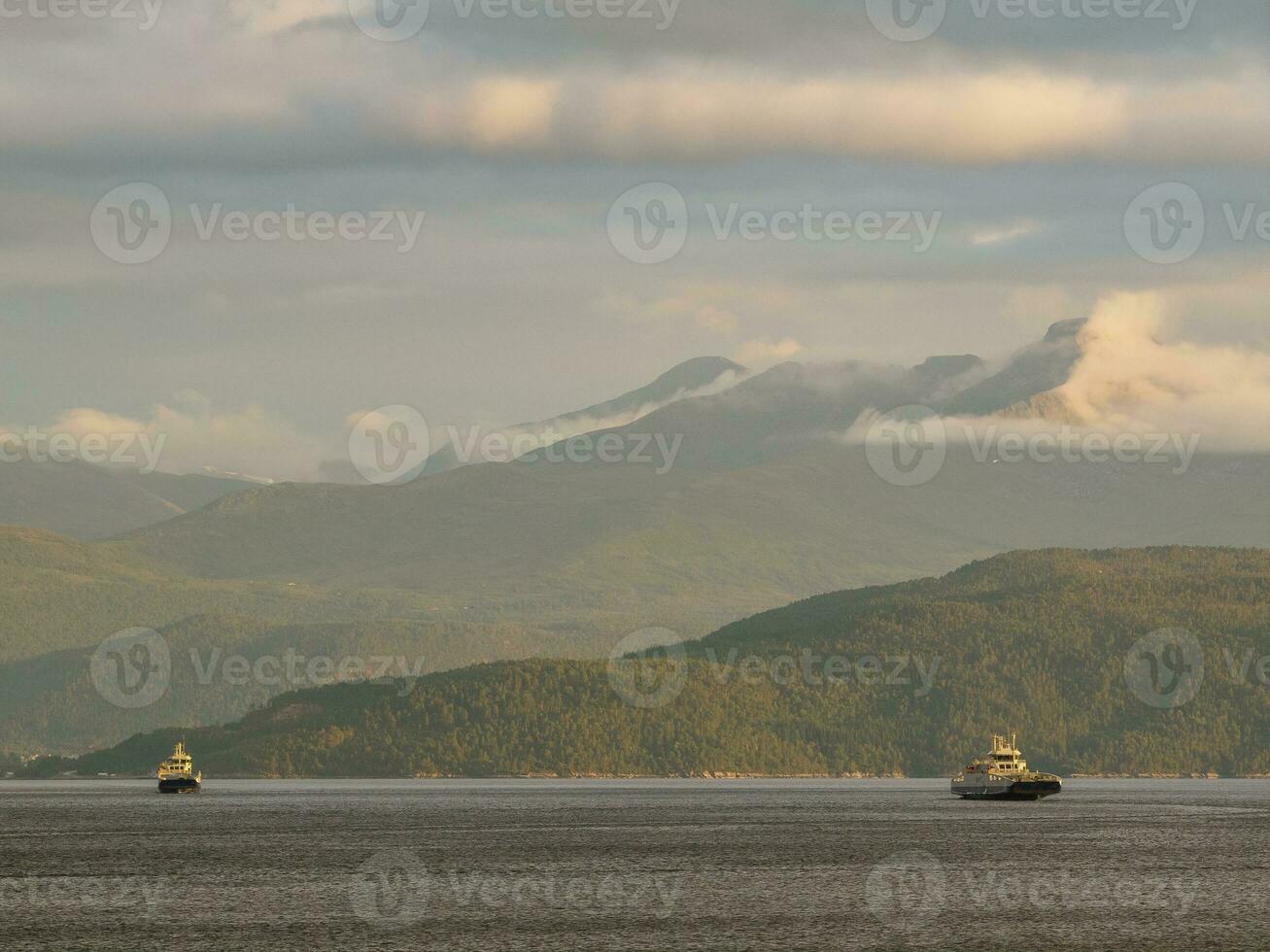 ship cruise in the norwegian fjords photo