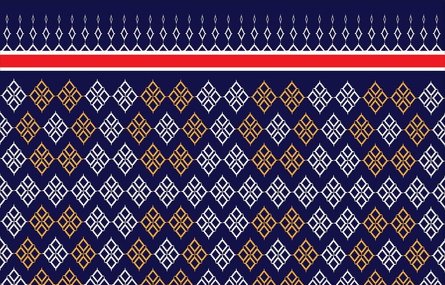 Ikat seamless knitted pattern with red and blue stripes vector