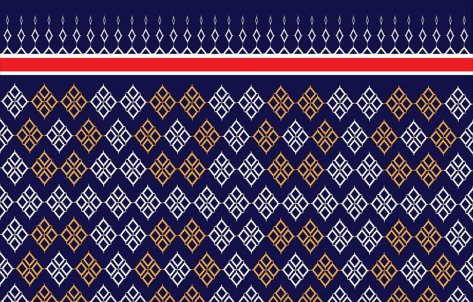 Ikat seamless knitted pattern with red and blue stripes vector