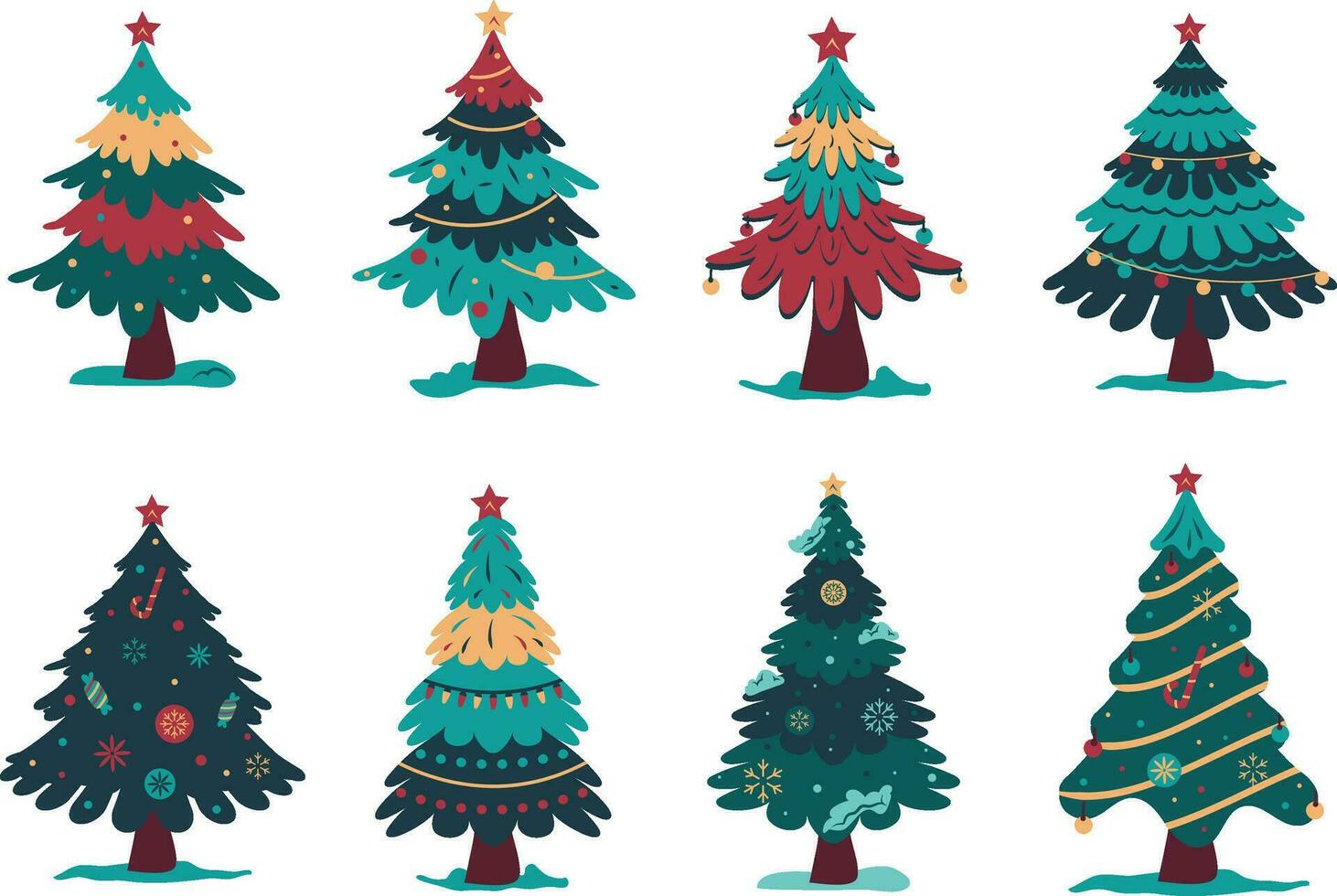 Decorative Hand Drawn Christmas Tree Collection for Greeting, invitation, banner and poster vector