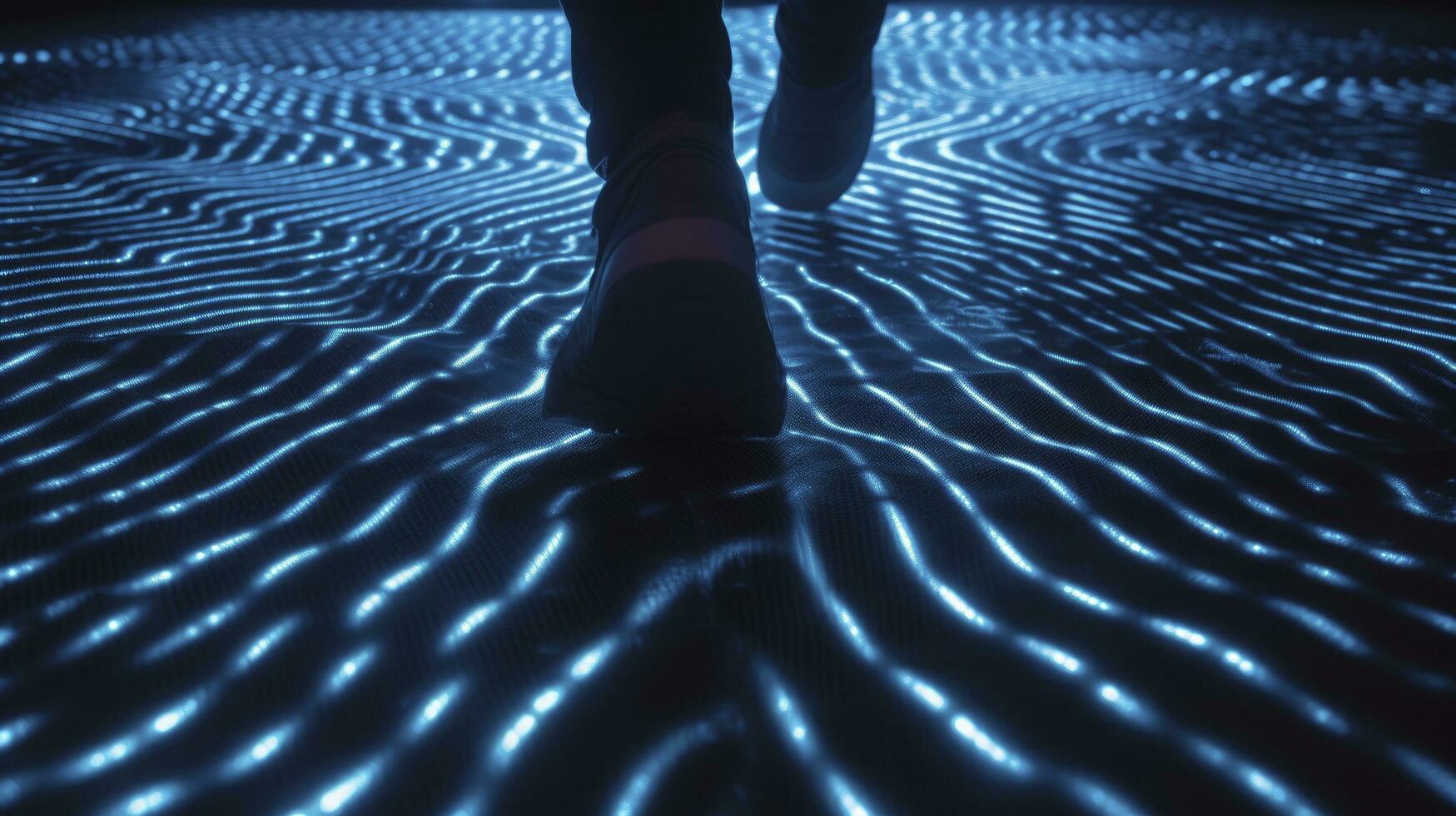 running shoes with neon lights. Generative ai photo
