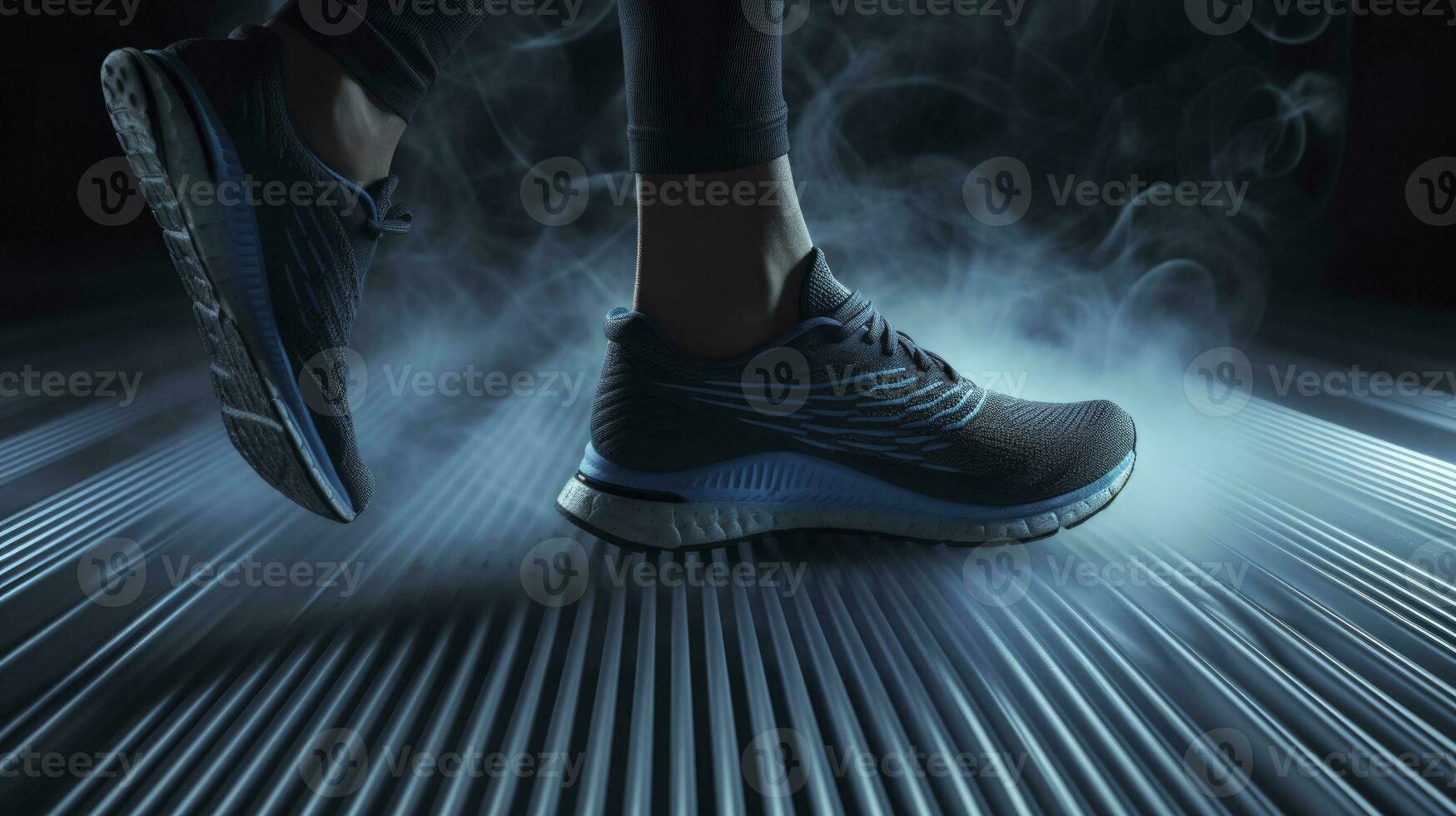 running shoes with neon lights. Generative ai photo