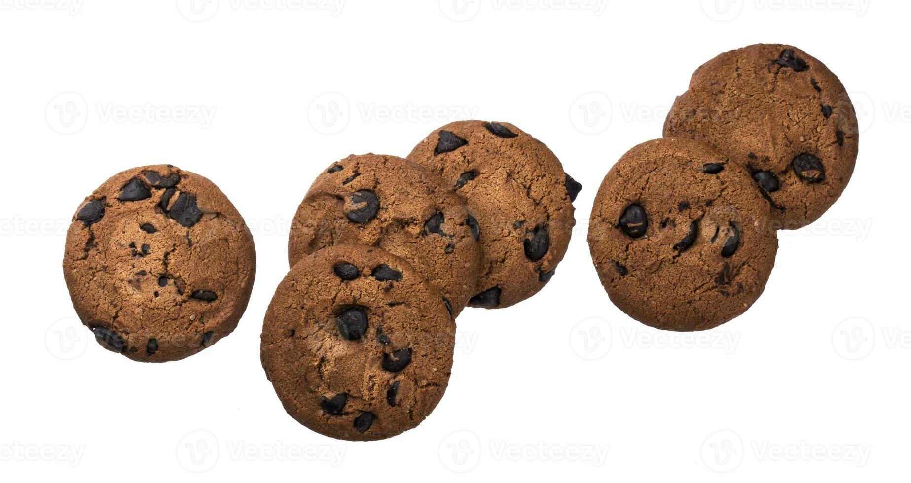 Chocolate chip cookies isolated on white background photo