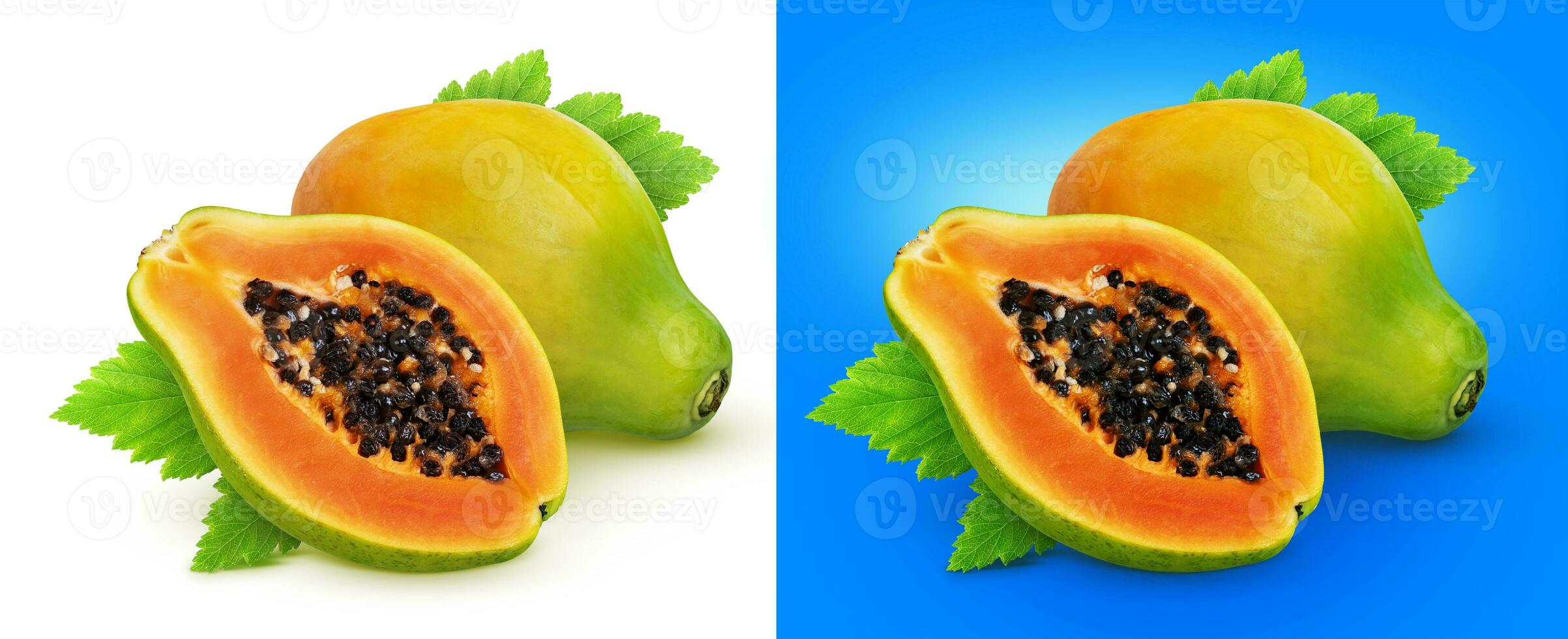 fruta de papaya aislada en fondo blanco con trazado de recorte foto