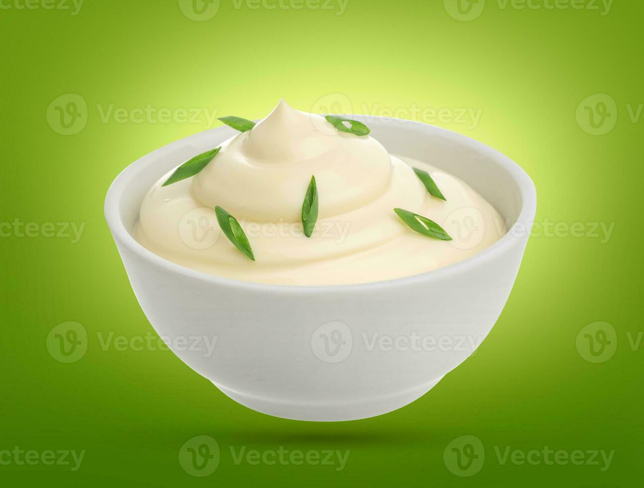 Sour cream with onion isolated photo