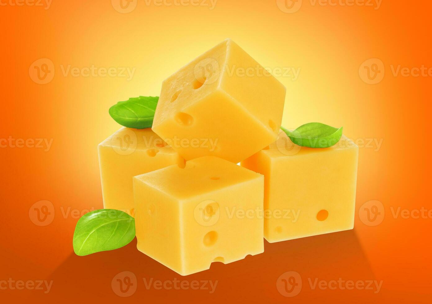 Cube of cheese isolated. With clipping path. photo