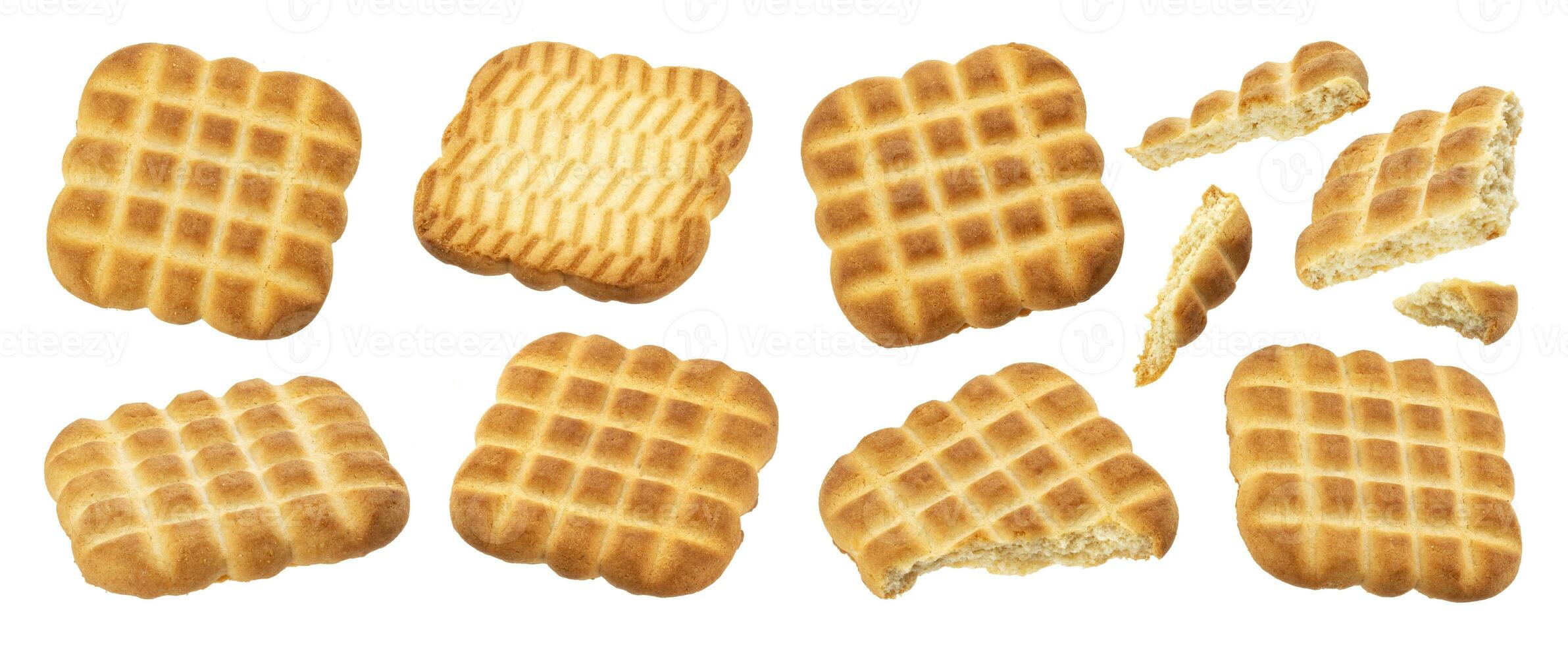 Delicious whole and bitten butter sweet cookies set photo