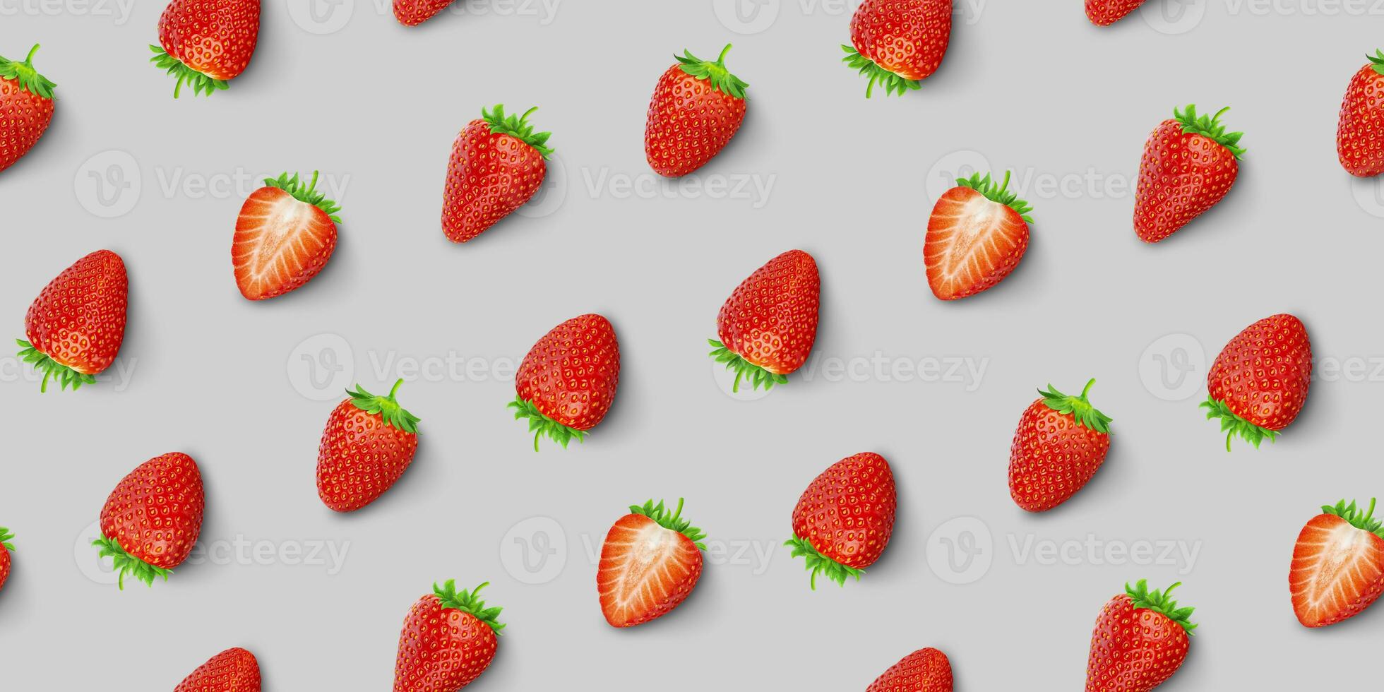 Strawberry seamless pattern, top view, flat lay photo